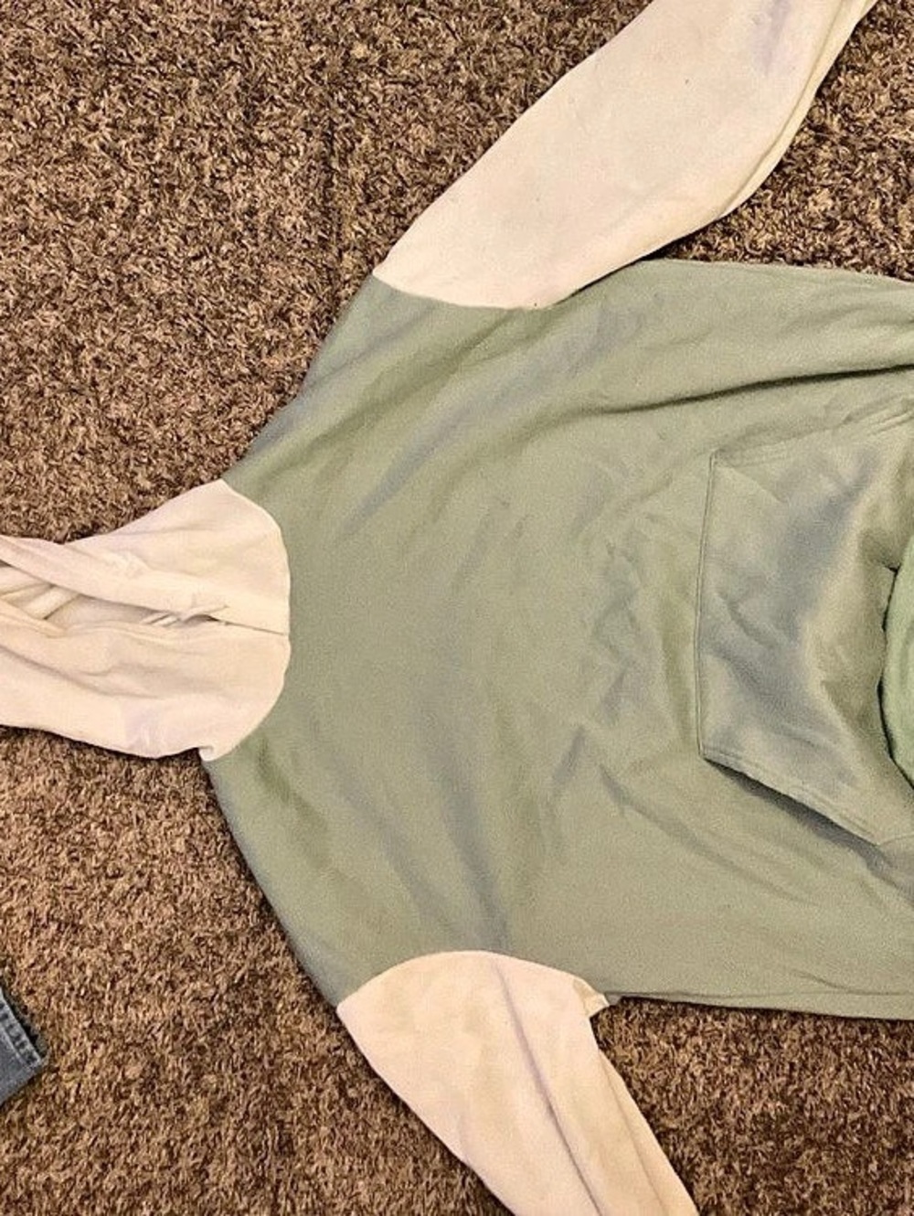 Color Block Long Sleeve Top in Green & White